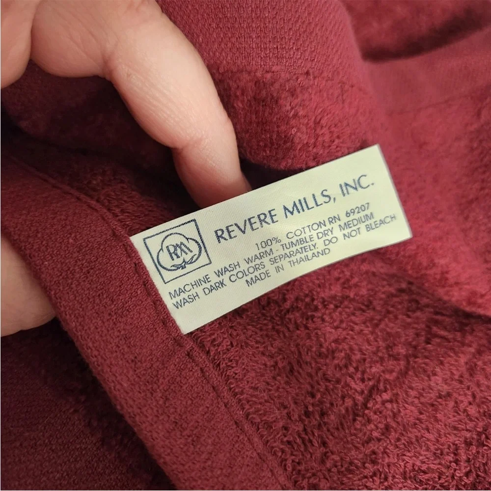 VTG Revere Mills Cotton Towel And Hand Towel Red Wine Sliegh Pink Presents EUC